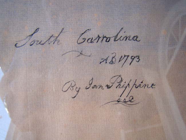 A beautiful watercolor painting of an 18th century ship signed "South Carolina, AB 1793, by Jan Phippine." — image 3